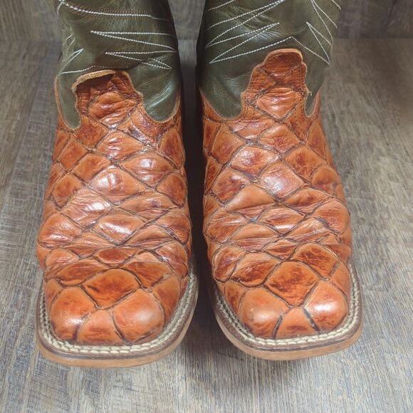 Nocona Boots Newt Cognac Embroidery Square Toe Cowboy Boot Men's Size 10 EE - Picture 3 of 14